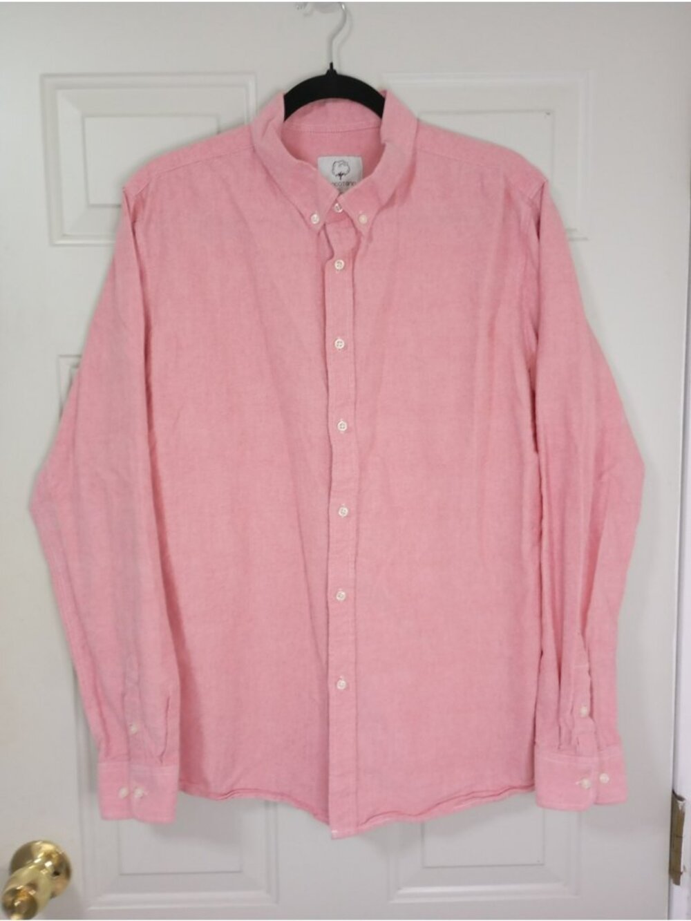 MOCOTONO Thick button down collared 100% Cotton Pink Size L Mens